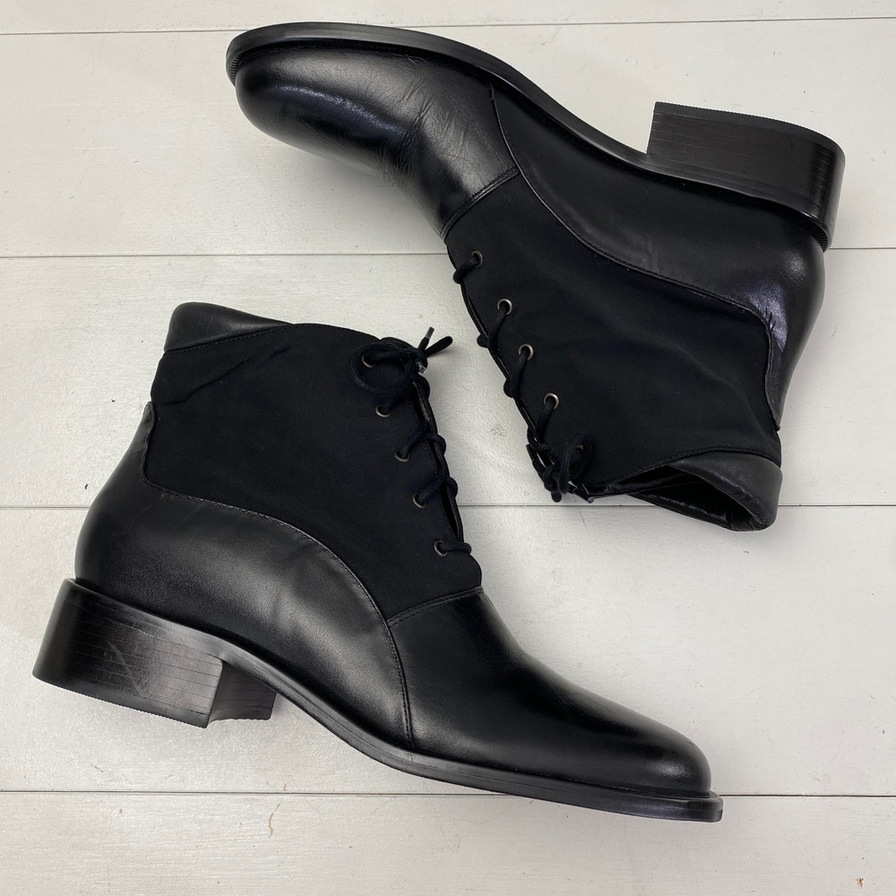 Vtg 90s Artiva Leather Lace Up Ankle Boots Women Size 9 M Black Brina Gothic